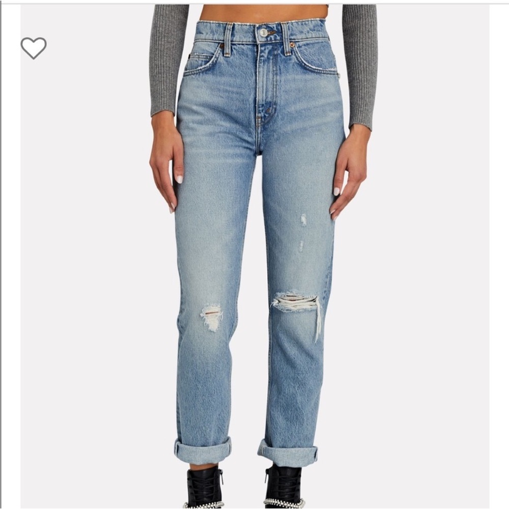 RE/DONE 70’s Straight - Destroyed Sunfaded Indigo‎ Size 28